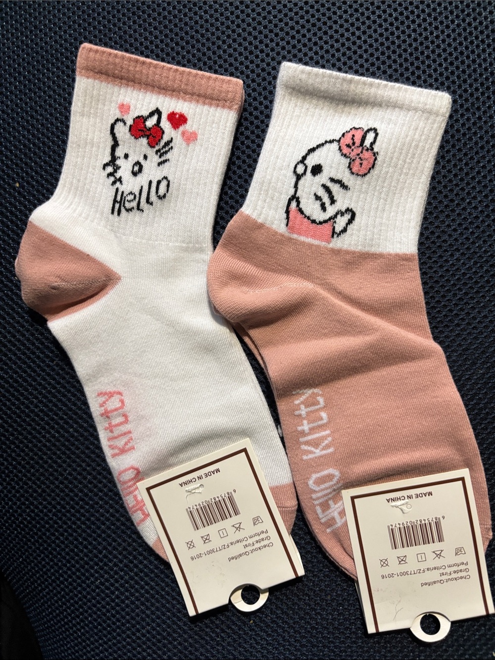 Hello Kitty White Socks with Pink Accents and Red Bow